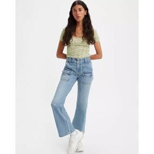 Levis Middy Bootcut Jeans Size 29 High Rise Light Wash Front Pocket 70’s Denim